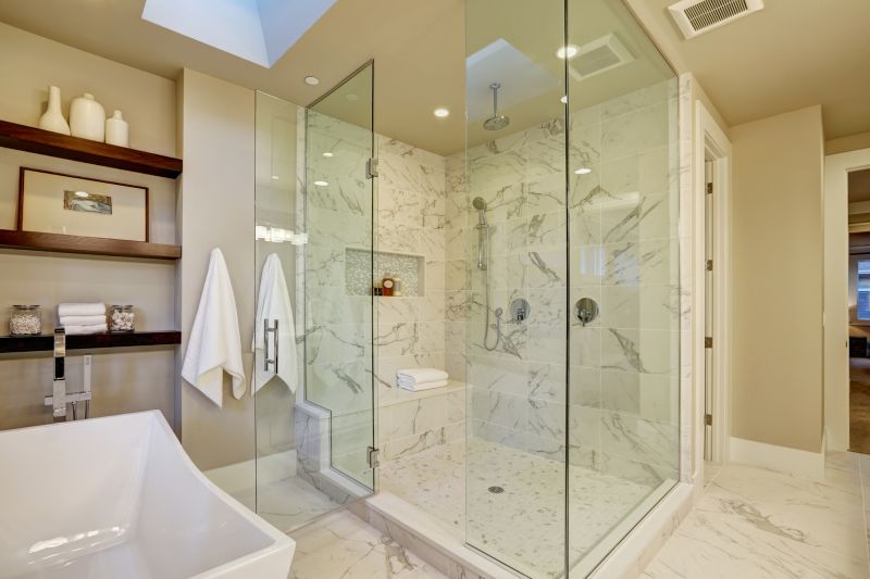 Minimalist Shower with Recessed Shelves